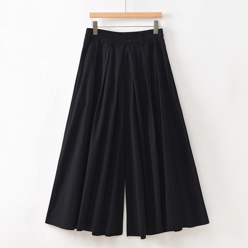 Pantaloni larghi da donna in cotone casual e tinta unita Buddha Stones con tasche - Nero - US12, UK/AU16, EU44 (2XL) - image 25