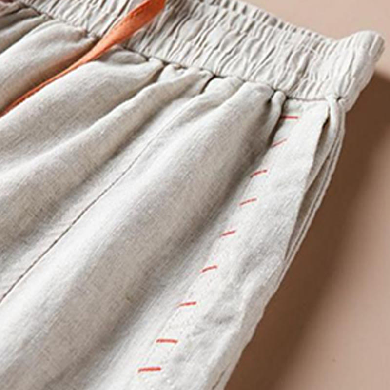 Pantaloni larghi da donna con tasche e orlo a fessura in cotone Buddha Stones, lunghezza 7-8 - image 3