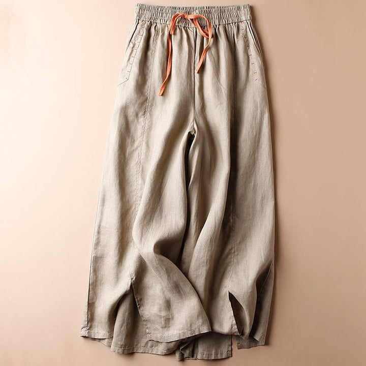 Pantaloni larghi da donna con tasche e orlo a fessura in cotone Buddha Stones, lunghezza 7-8 - BurlyWood - US8-10, UK/AU12-14, EU40-42 (2XL) - image 7