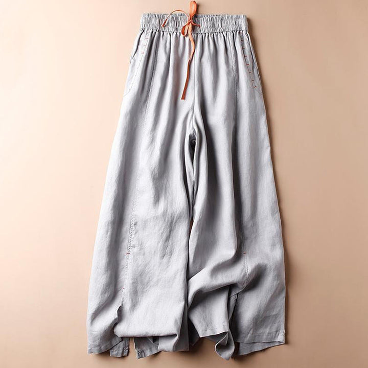 Pantaloni larghi da donna con tasche e orlo a fessura in cotone Buddha Stones, lunghezza 7-8 - BluAcciaioChiaro - US8-10, UK/AU12-14, EU40-42 (2XL) - image 10