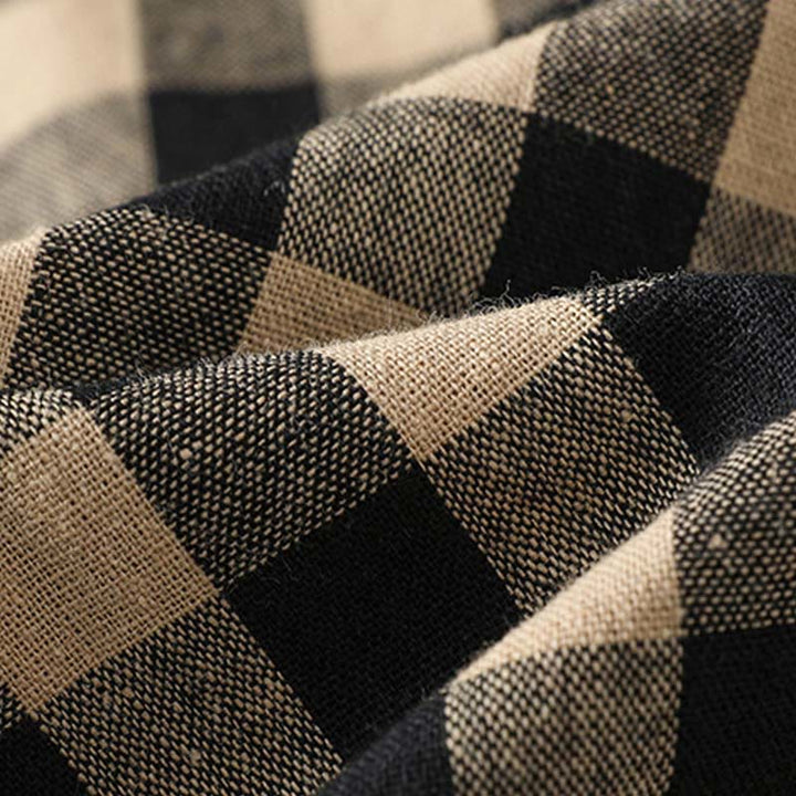 Pantaloni larghi da donna Buddha Stones in cotone casual con cuciture a griglia, lunghezza 7-8, con tasche - image 6