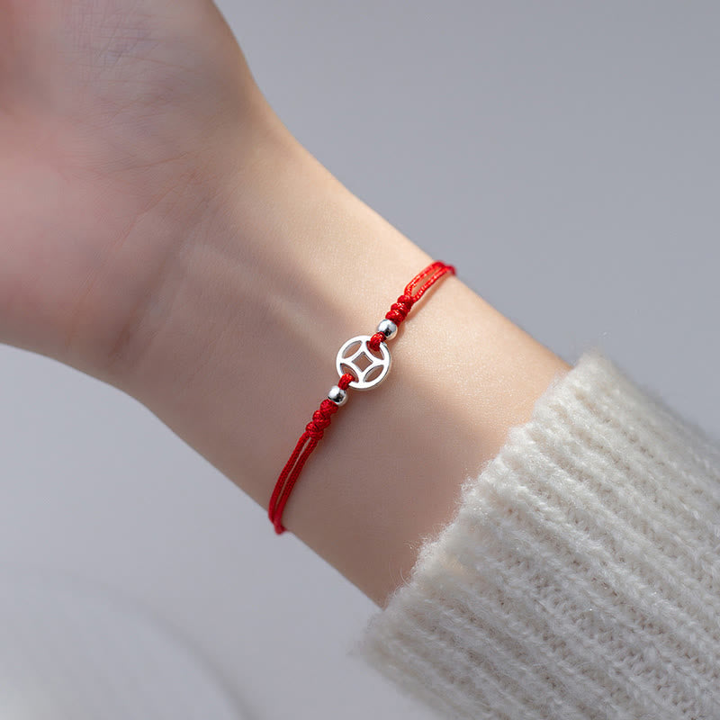 Bracciale portafortuna in argento sterling 925 con monete di rame cavo Buddha Stones - image 10