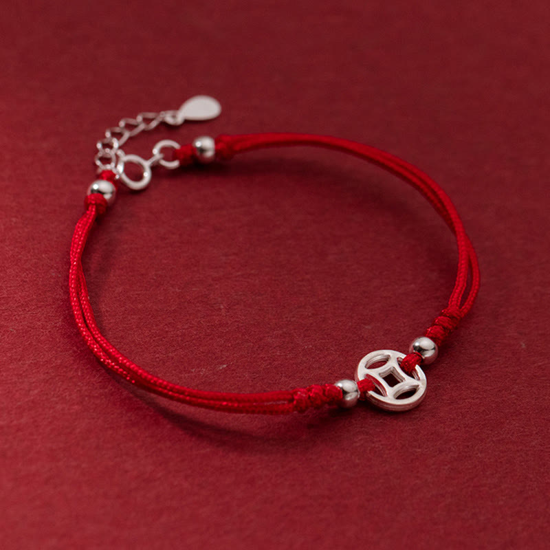 Bracciale portafortuna in argento sterling 925 con monete di rame cavo Buddha Stones - image 2