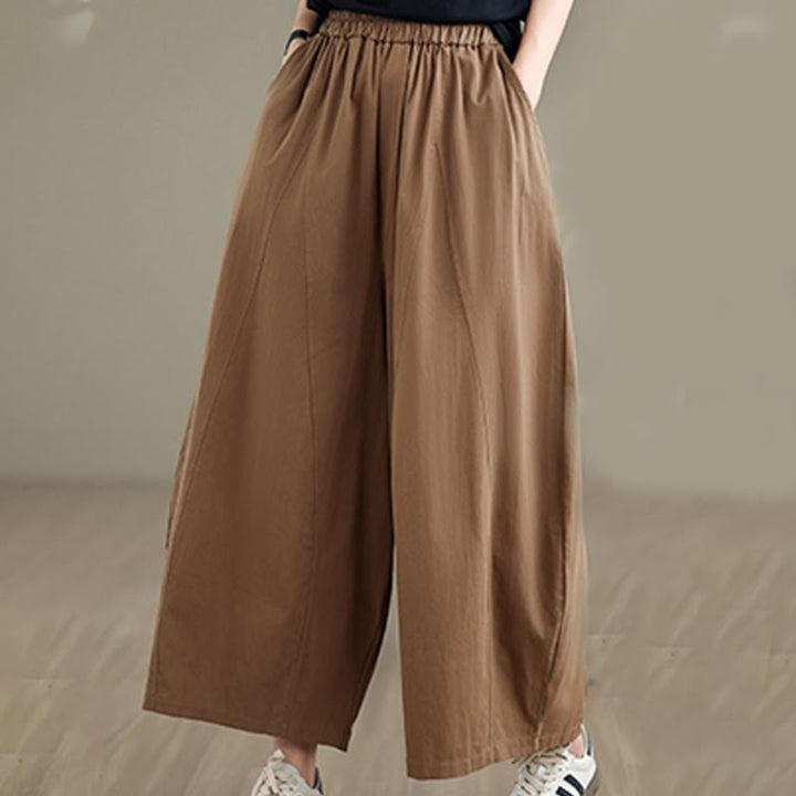 Pantaloni larghi da donna Buddha Stones, casual, in cotone tinta unita, con tasche, lunghezza 7-8 - image 15