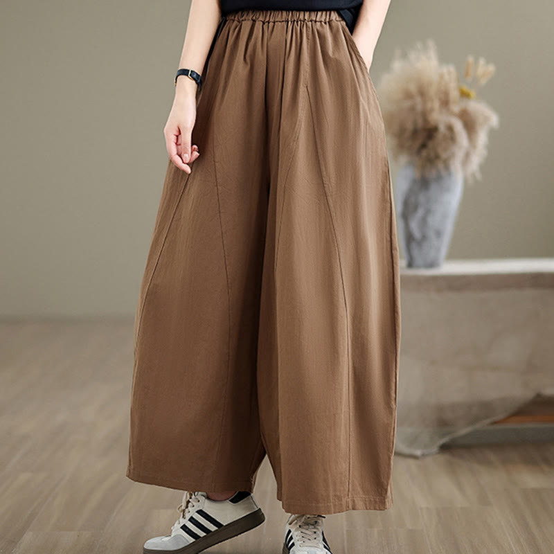 Pantaloni larghi da donna Buddha Stones, casual, in cotone tinta unita, con tasche, lunghezza 7-8 - image 16