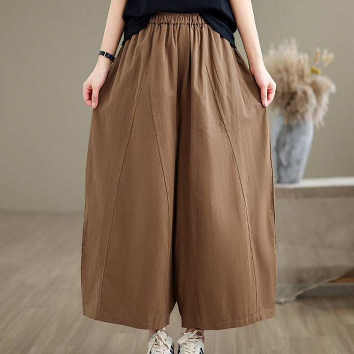 Pantaloni larghi da donna Buddha Stones, casual, in cotone tinta unita, con tasche, lunghezza 7-8 - image 19