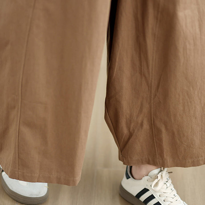 Pantaloni larghi da donna Buddha Stones, casual, in cotone tinta unita, con tasche, lunghezza 7-8 - image 17