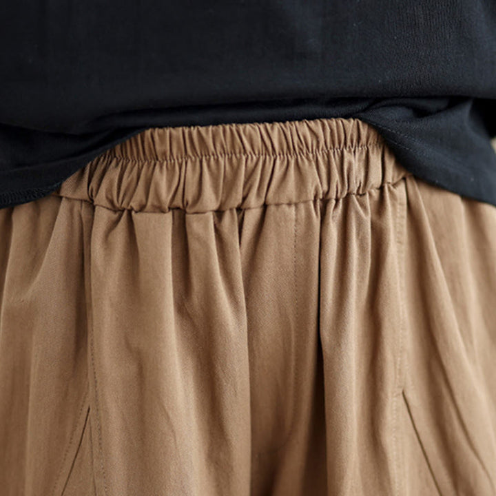 Pantaloni larghi da donna Buddha Stones, casual, in cotone tinta unita, con tasche, lunghezza 7-8 - image 19