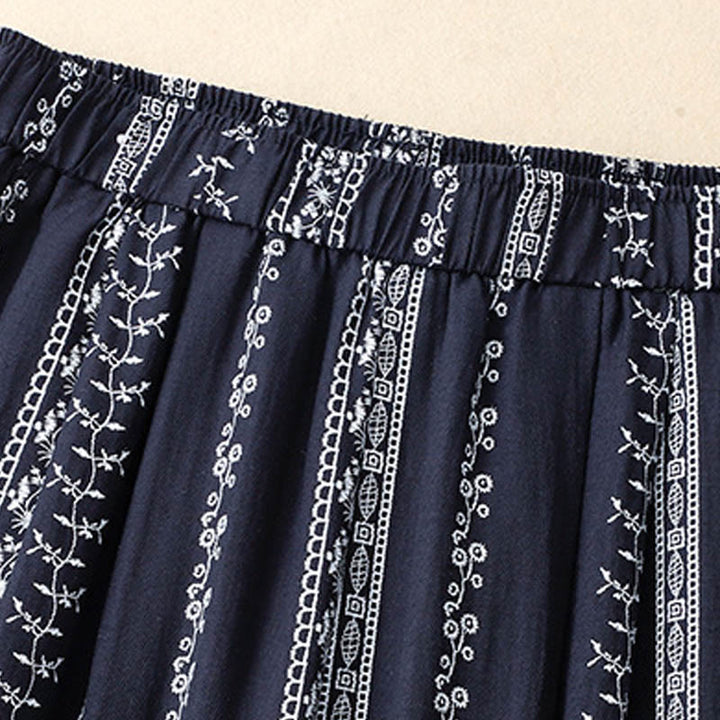 Pantaloni larghi da donna in cotone e lino con stampa verticale Buddha Stones e tasche - image 4