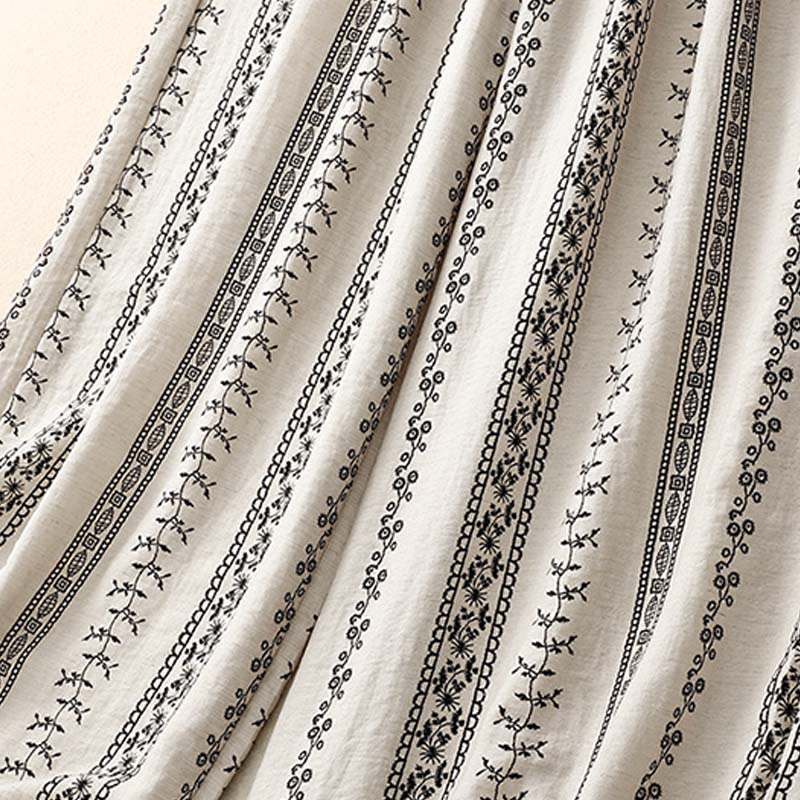 Pantaloni larghi da donna in cotone e lino con stampa verticale Buddha Stones e tasche - image 13