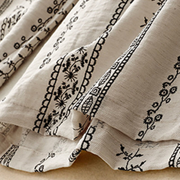 Pantaloni larghi da donna in cotone e lino con stampa verticale Buddha Stones e tasche - image 11