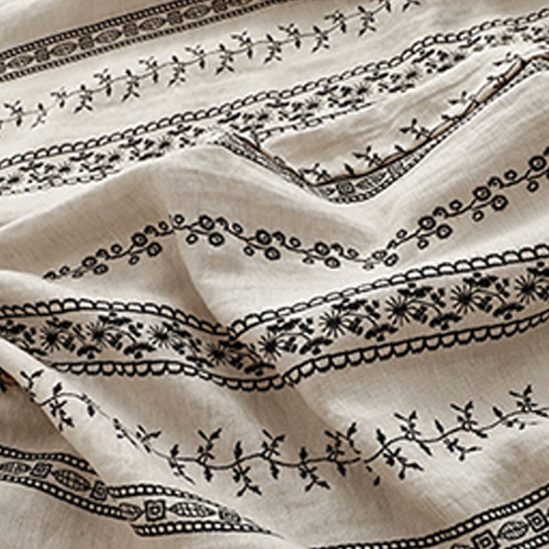 Pantaloni larghi da donna in cotone e lino con stampa verticale Buddha Stones e tasche - image 9