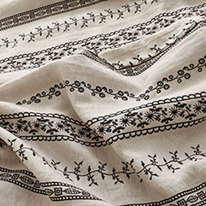 Pantaloni larghi da donna in cotone e lino con stampa verticale Buddha Stones e tasche - image 9