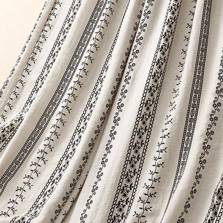 Pantaloni larghi da donna in cotone e lino con stampa verticale Buddha Stones e tasche - image 13