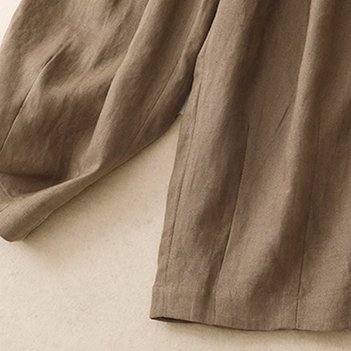 Pantaloni harem da donna in cotone e lino con tasche, modello Buddha Stones Summer Plain - image 3