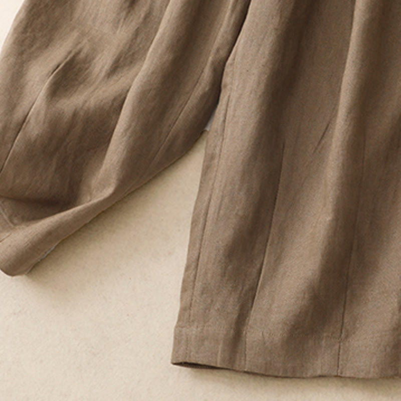 Pantaloni harem da donna in cotone e lino con tasche, modello Buddha Stones Summer Plain - image 3