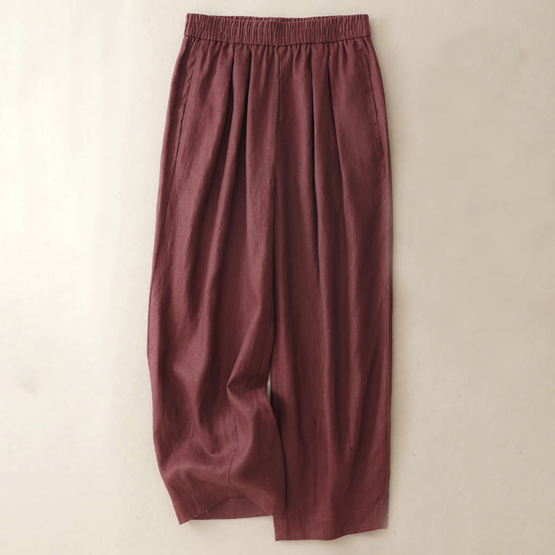 Pantaloni harem da donna in cotone e lino con tasche, modello Buddha Stones Summer Plain - Marrone - US8-10, UK/AU12-14, EU40-42 (2XL) - image 6