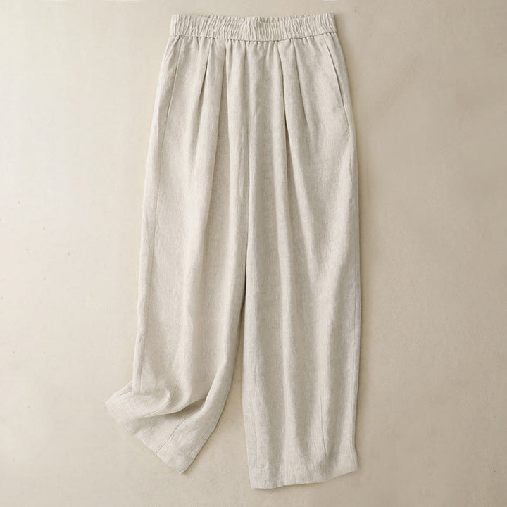 Pantaloni harem da donna in cotone e lino con tasche, modello Buddha Stones Summer Plain - Beige - US8-10, UK/AU12-14, EU40-42 (2XL) - image 11