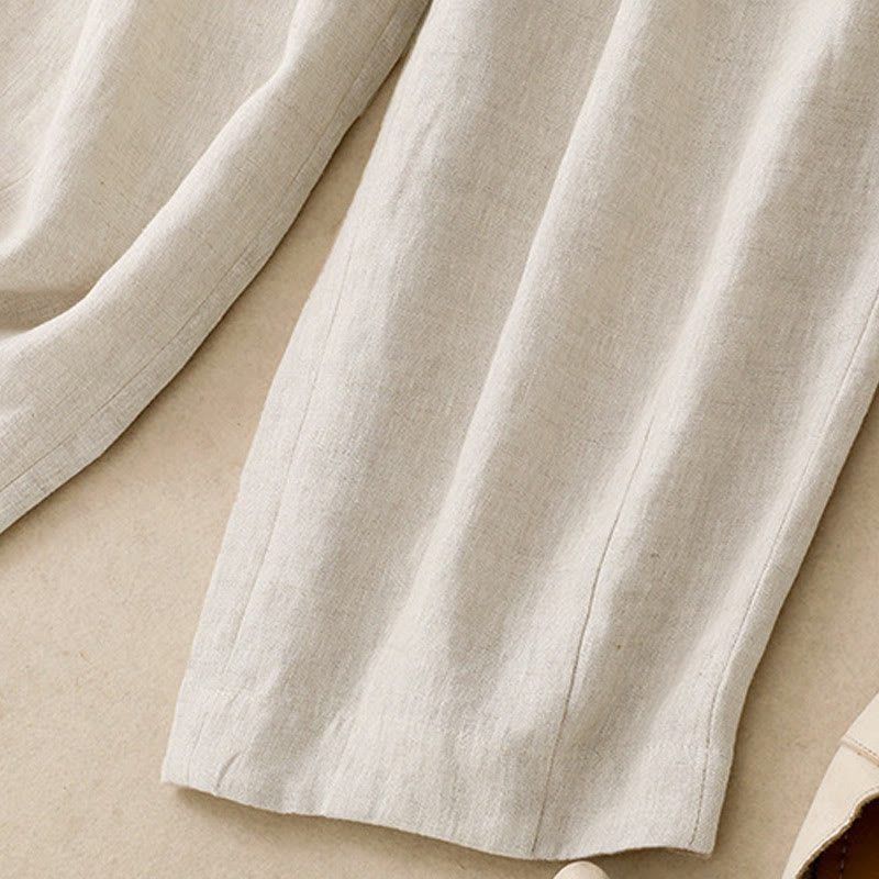 Pantaloni harem da donna in cotone e lino con tasche, modello Buddha Stones Summer Plain - image 12