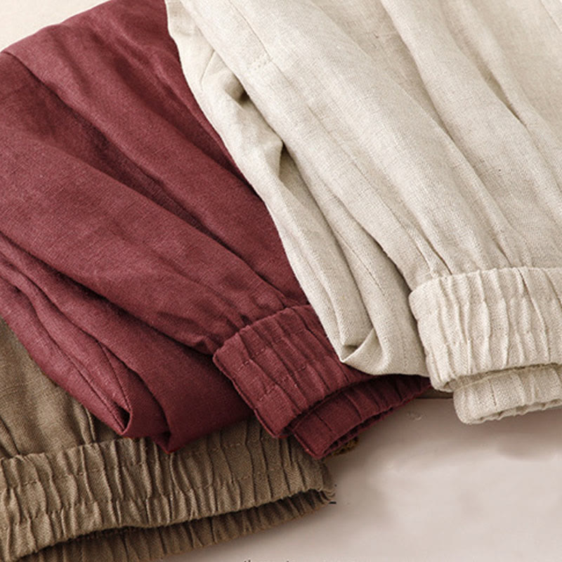 Pantaloni harem da donna in cotone e lino con tasche, modello Buddha Stones Summer Plain - image 19