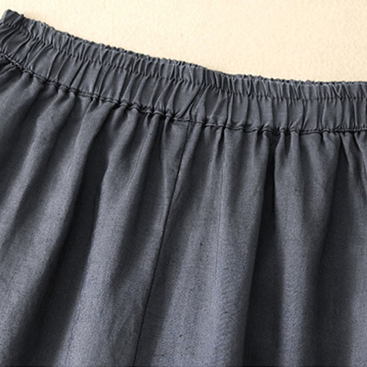 Pantaloni corti casual da donna in lino con motivo Buddha Stones, modello harem con tasche. - image 2