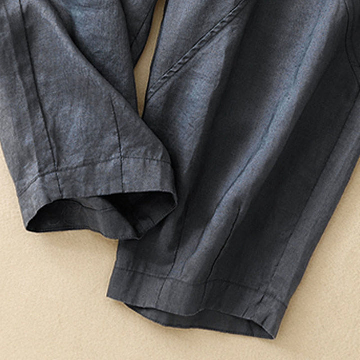 Pantaloni corti casual da donna con stampa Buddha Stones, modello harem con tasche - image 3