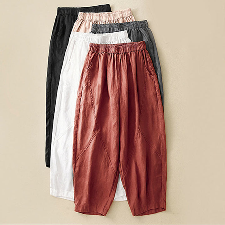 Pantaloni harem da donna in cotone e lino con tasche, modello Buddha Stones, casual e semplici, cropped - image 29