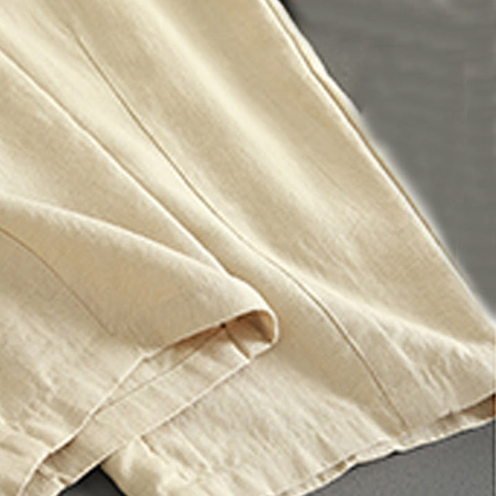 Pantaloni da donna in lino con tasche e bottoni color puro Buddha Stones - image 7