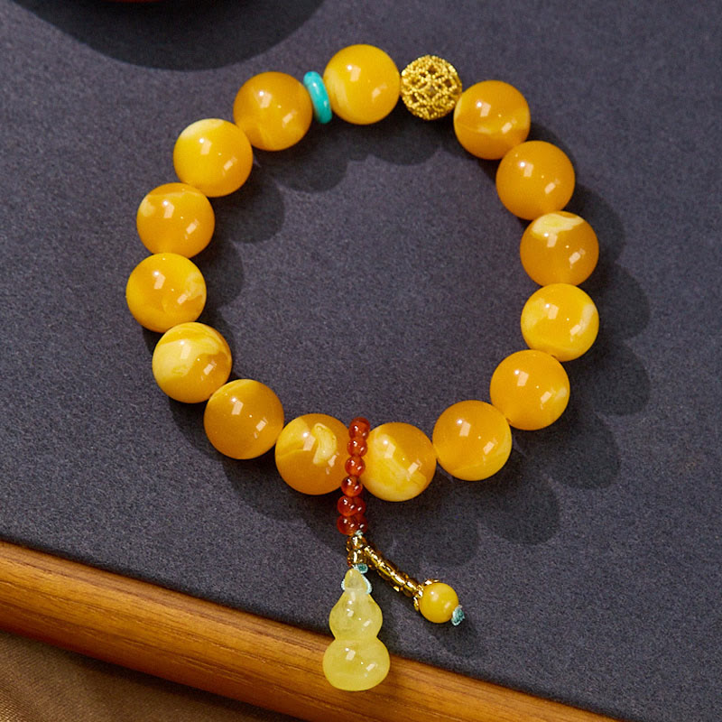 Bracciale multistrato Buddha Stones Amber Gourd Confidence - Ambra da 12 mm (circonferenza del polso: 14-16 cm) - image 1