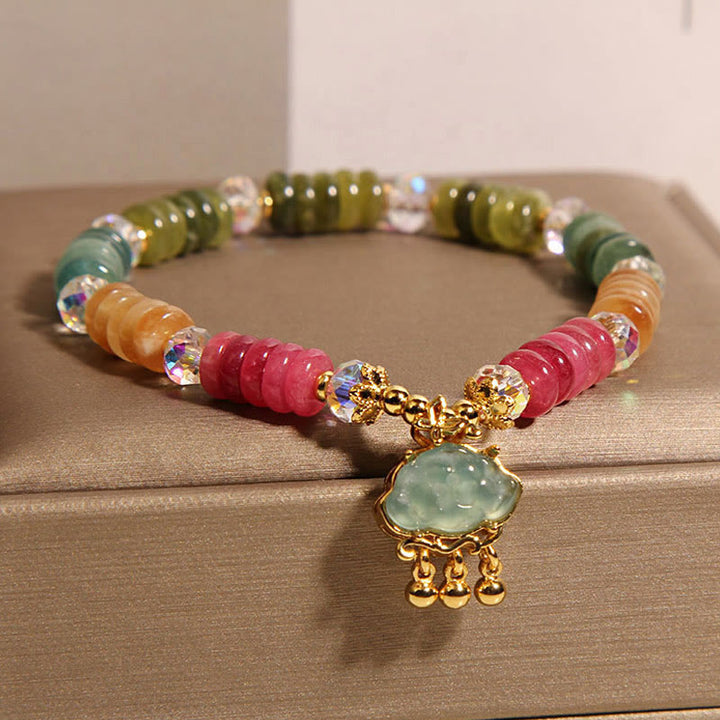 Braccialetto positivo con perline colorate di abaco , Buddha Stones e tormalina nuvola di buon auspicio - image 3