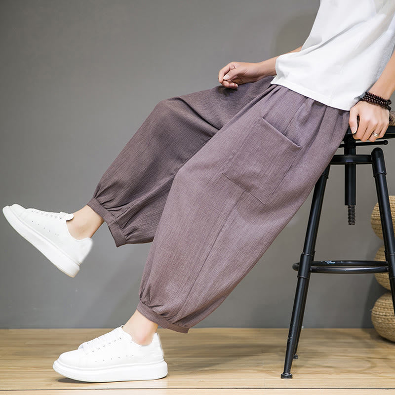 Pantaloni harem da uomo Buddha Stones, modello casual, lunghezza 7-8, con tasche laterali - image 35