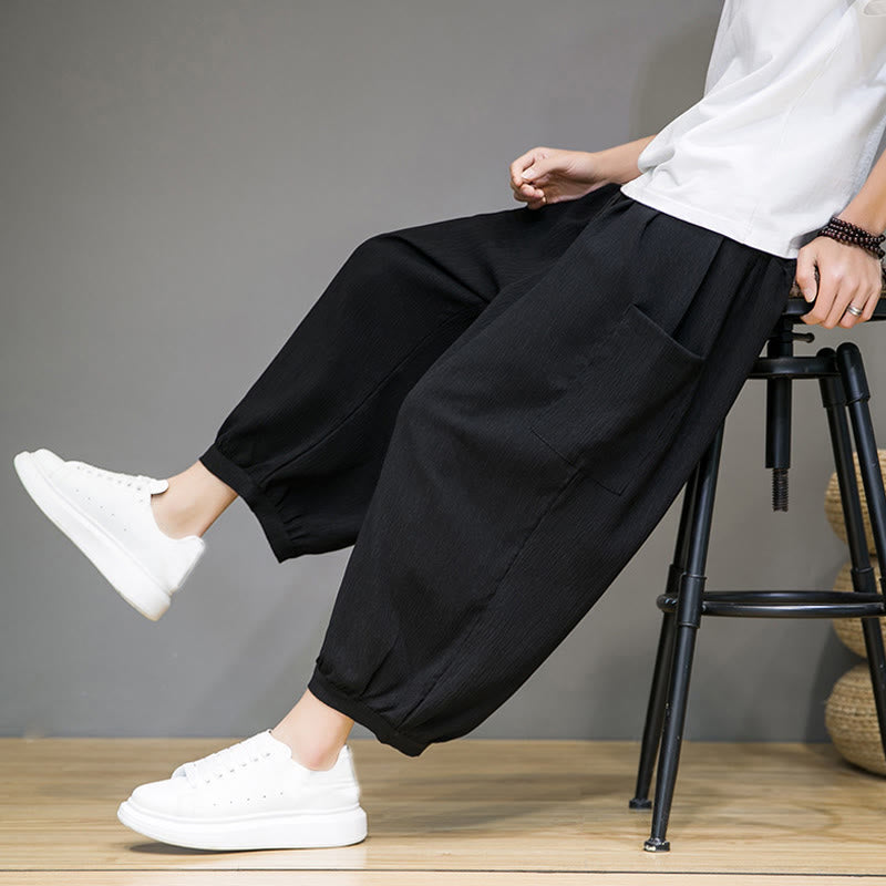 Pantaloni harem da uomo Buddha Stones, modello casual, lunghezza 7-8, con tasche laterali - image 16