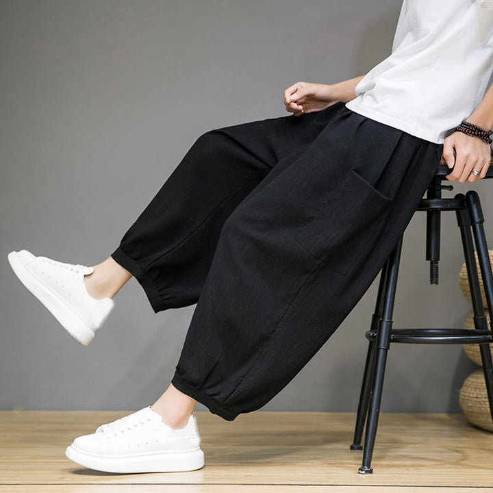 Pantaloni harem da uomo Buddha Stones, modello casual, lunghezza 7-8, con tasche laterali - image 16