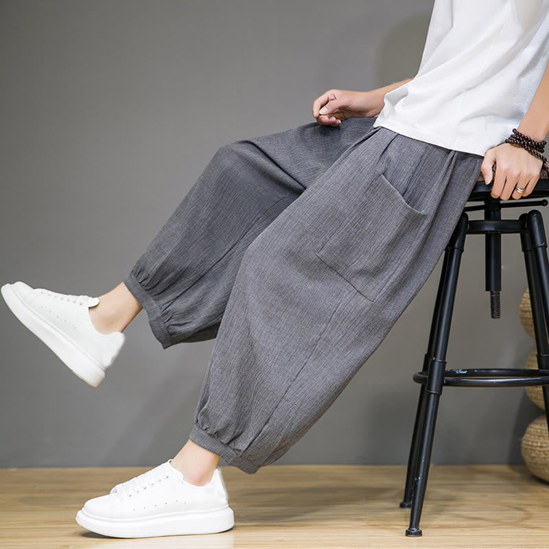 Pantaloni harem da uomo Buddha Stones, modello casual, lunghezza 7-8, con tasche laterali - image 27