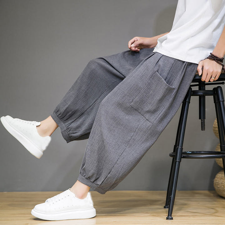 Pantaloni harem da uomo Buddha Stones, modello casual, lunghezza 7-8, con tasche laterali - image 27