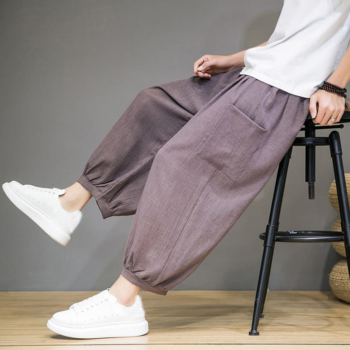 Pantaloni harem da uomo Buddha Stones, modello casual, lunghezza 7-8, con tasche laterali - image 34