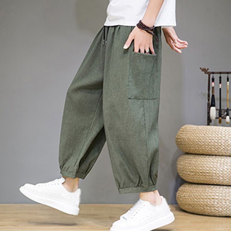 Pantaloni harem da uomo Buddha Stones, modello casual, lunghezza 7-8, con tasche laterali - DarkSeaGreen - US/UK/AU46, EU56 (5XL) - image 1