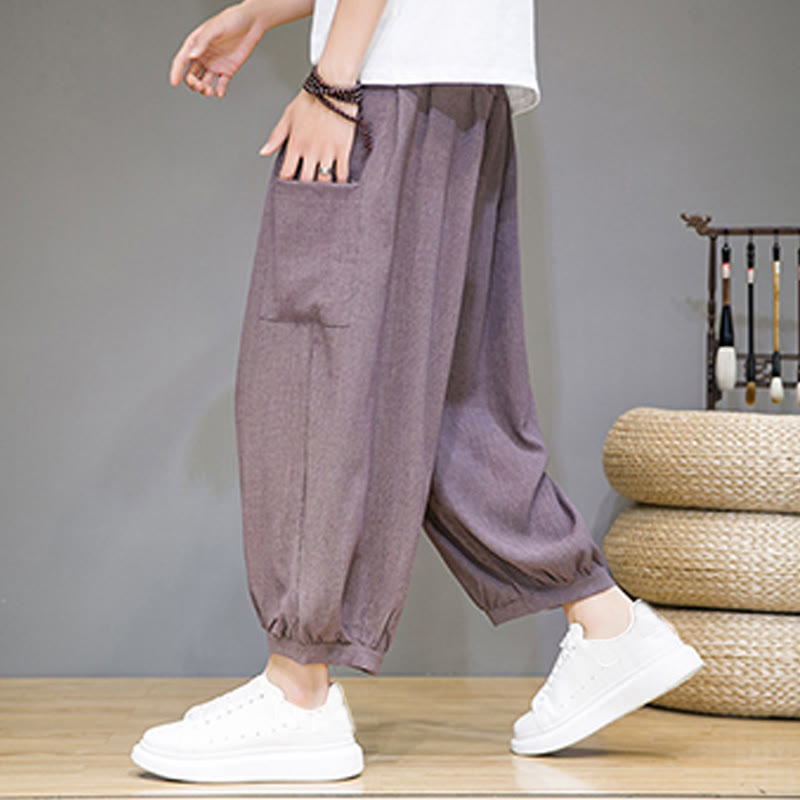 Pantaloni harem da uomo Buddha Stones, modello casual, lunghezza 7-8, con tasche laterali - RosyBrown - US/UK/AU46, EU56 (5XL) - image 28