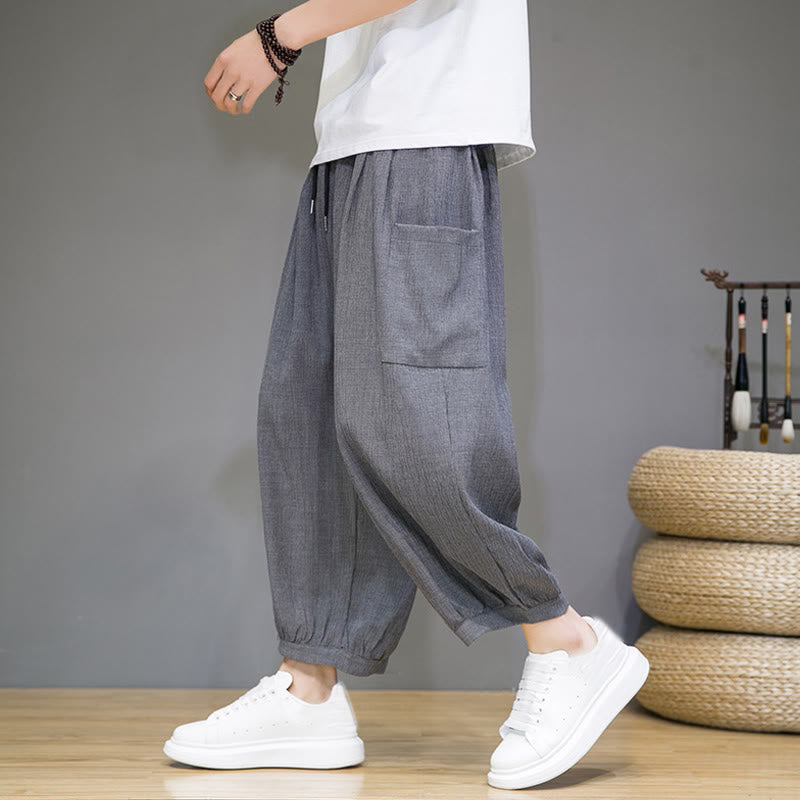Pantaloni harem da uomo Buddha Stones, modello casual, lunghezza 7-8, con tasche laterali - Grigio scuro - US/UK/AU46, EU56 (5XL) - image 18