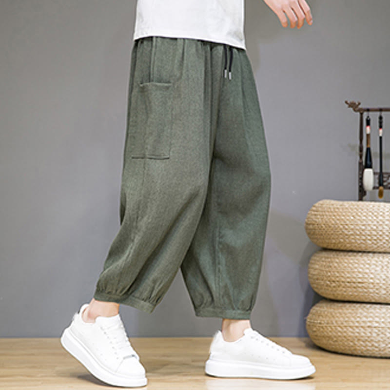Pantaloni harem da uomo Buddha Stones, modello casual, lunghezza 7-8, con tasche laterali - image 5