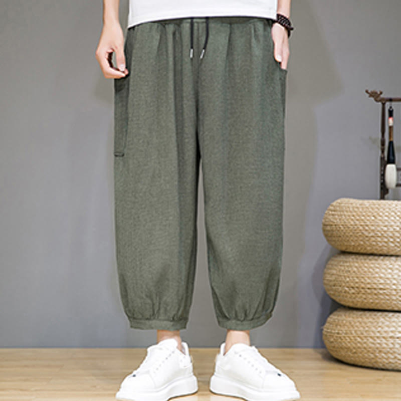 Pantaloni harem da uomo Buddha Stones, modello casual, lunghezza 7-8, con tasche laterali - image 7