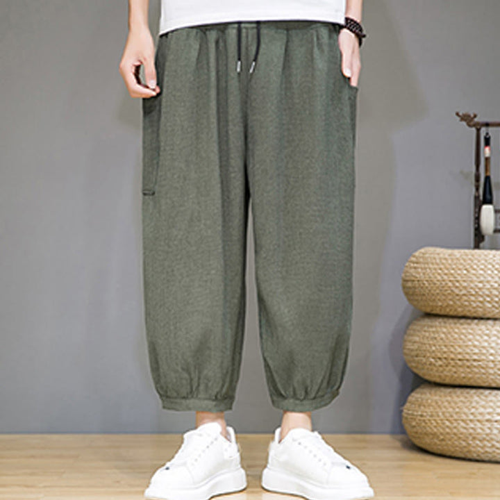 Pantaloni harem da uomo Buddha Stones, modello casual, lunghezza 7-8, con tasche laterali - image 7