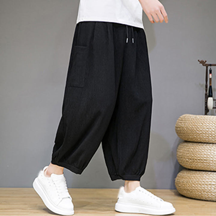 Pantaloni harem da uomo Buddha Stones, modello casual, lunghezza 7-8, con tasche laterali - image 11