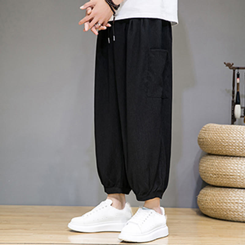 Pantaloni harem da uomo Buddha Stones, modello casual, lunghezza 7-8, con tasche laterali - image 11