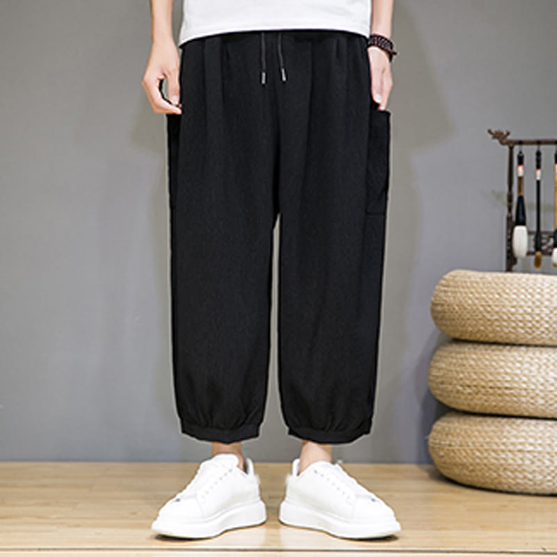 Pantaloni harem da uomo Buddha Stones, modello casual, lunghezza 7-8, con tasche laterali - image 15