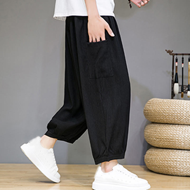 Pantaloni harem da uomo Buddha Stones, modello casual, lunghezza 7-8, con tasche laterali - image 14