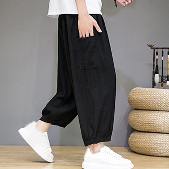 Pantaloni harem da uomo Buddha Stones, modello casual, lunghezza 7-8, con tasche laterali - image 14