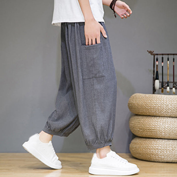 Pantaloni harem da uomo Buddha Stones, modello casual, lunghezza 7-8, con tasche laterali - image 23