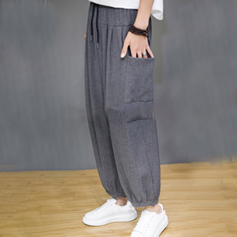 Pantaloni harem da uomo Buddha Stones, modello casual, lunghezza 7-8, con tasche laterali - image 25