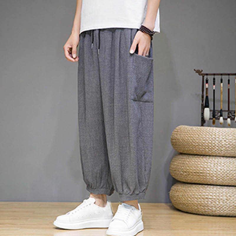 Pantaloni harem da uomo Buddha Stones, modello casual, lunghezza 7-8, con tasche laterali - image 24